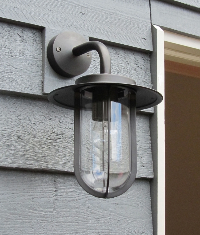 Exterior Deck Wall Lantern in Contemporary Chrome or
