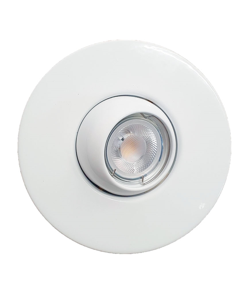 White Adjustable Eyeball Downlight Straight To Mains