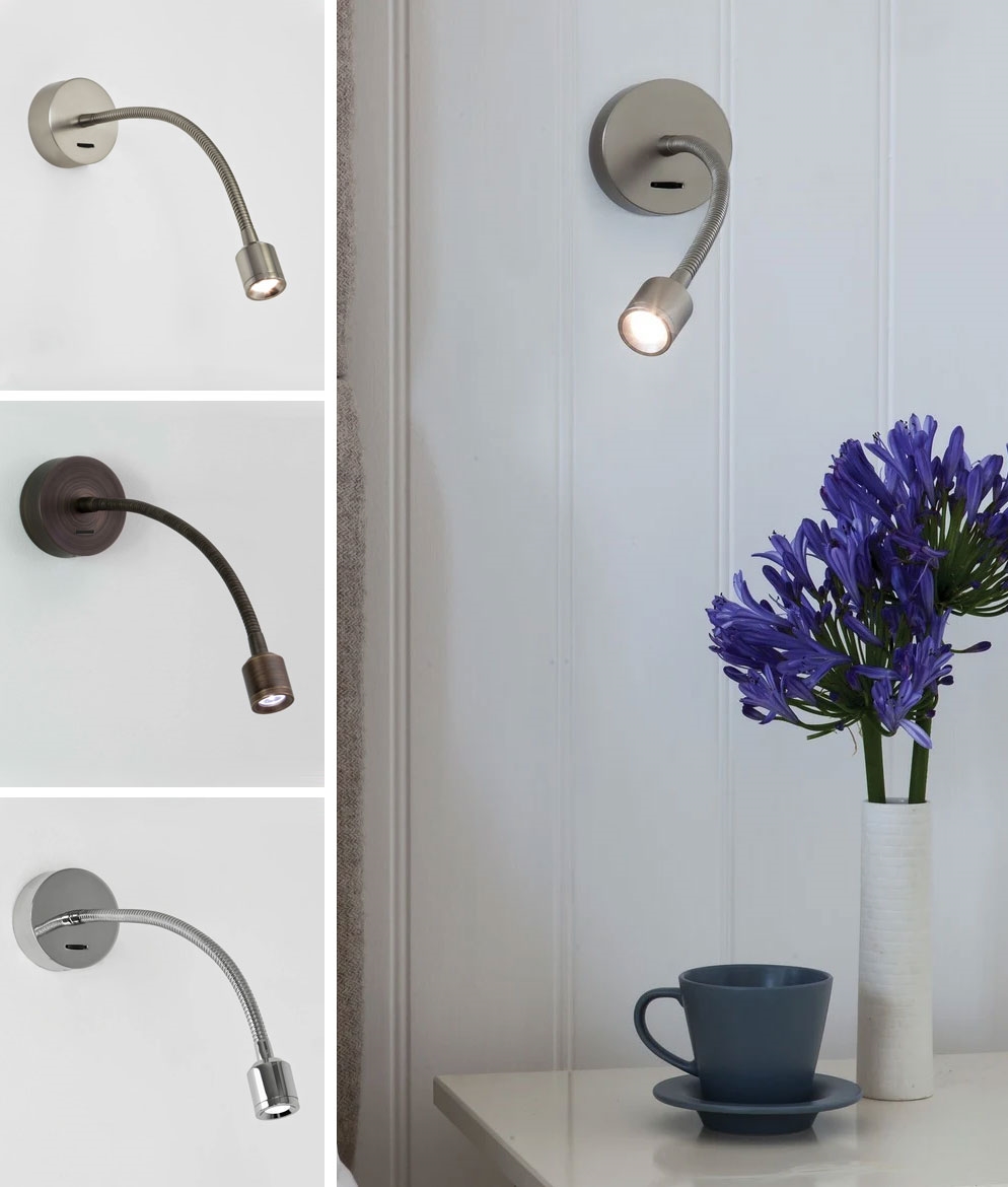 LED bedside Reading Light On Flexible Arm With Built In Switch