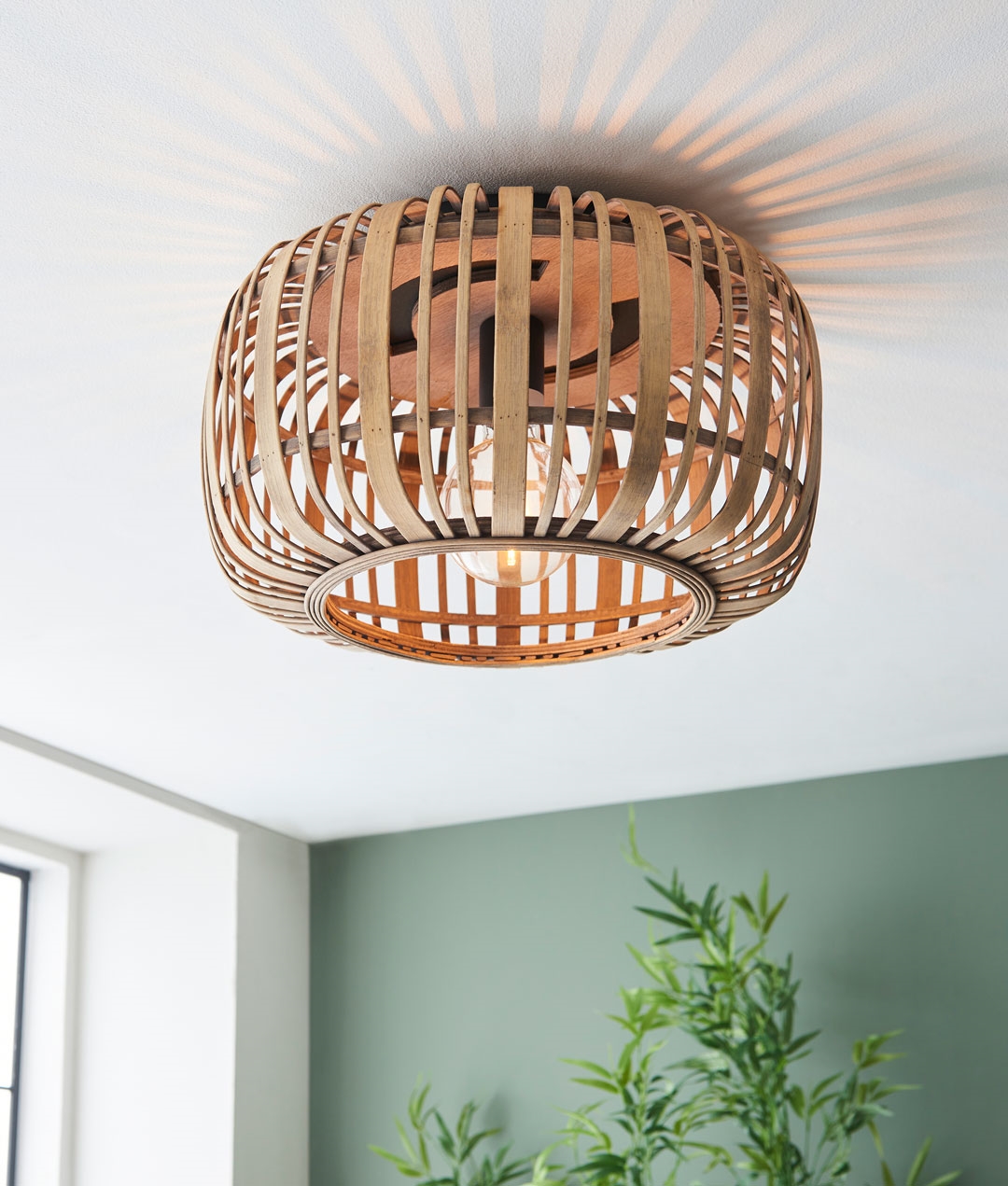 Natural Light Bamboo Flush Mounted Ceiling Light