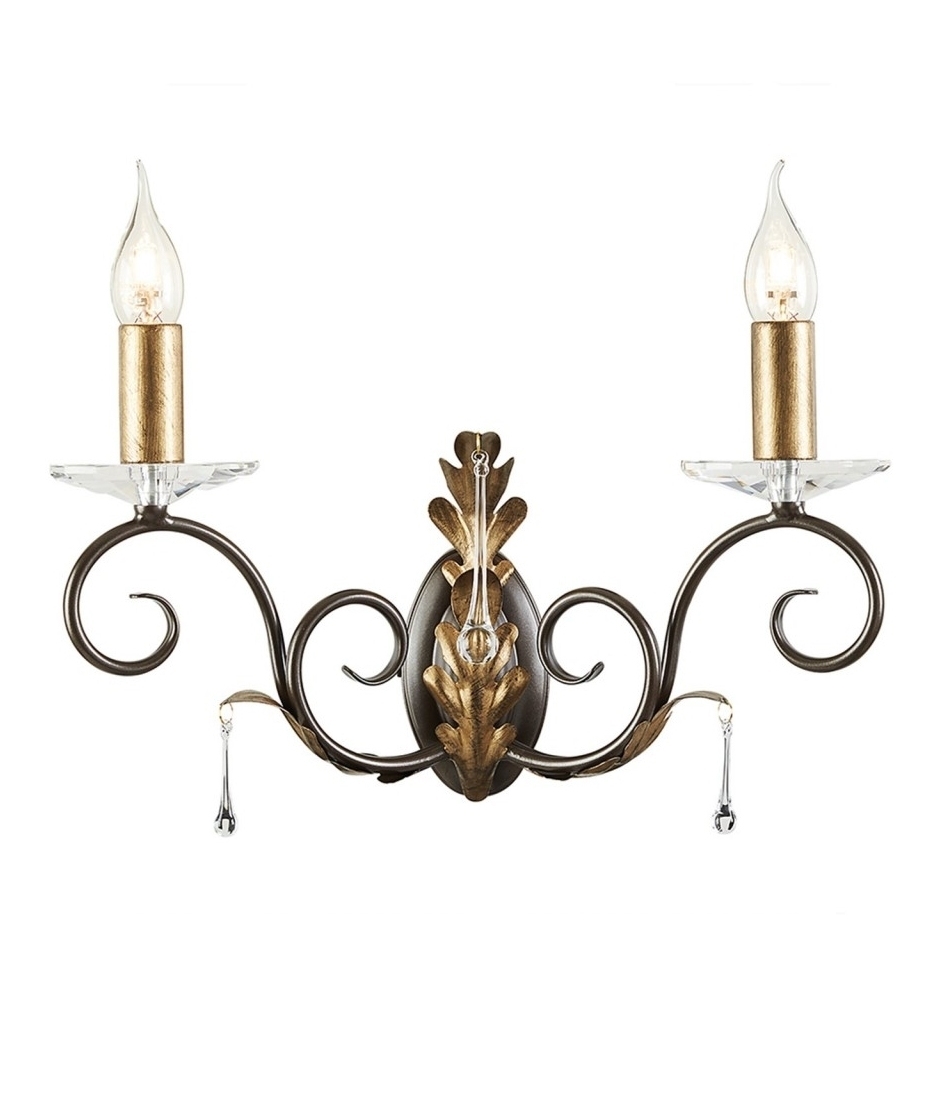 ornate double wall bracket with elegant leaf detail in bronze unibar lighting bracket