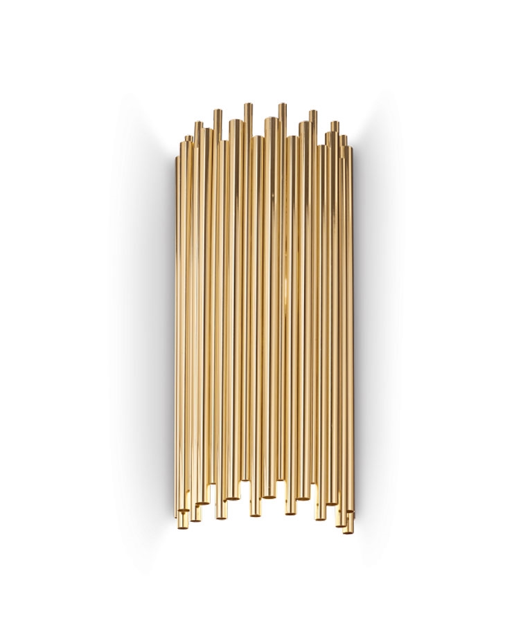 Gold Tubular Wall Light 580mm Tall