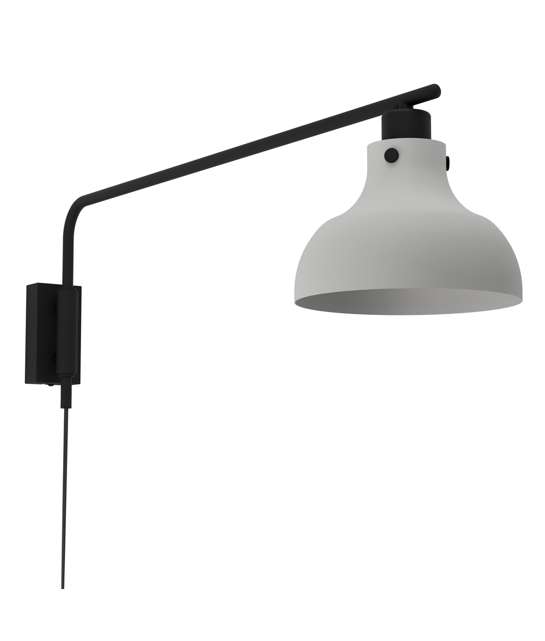 Grey Shade and Black Long Arm Wall Light Projects 800mm