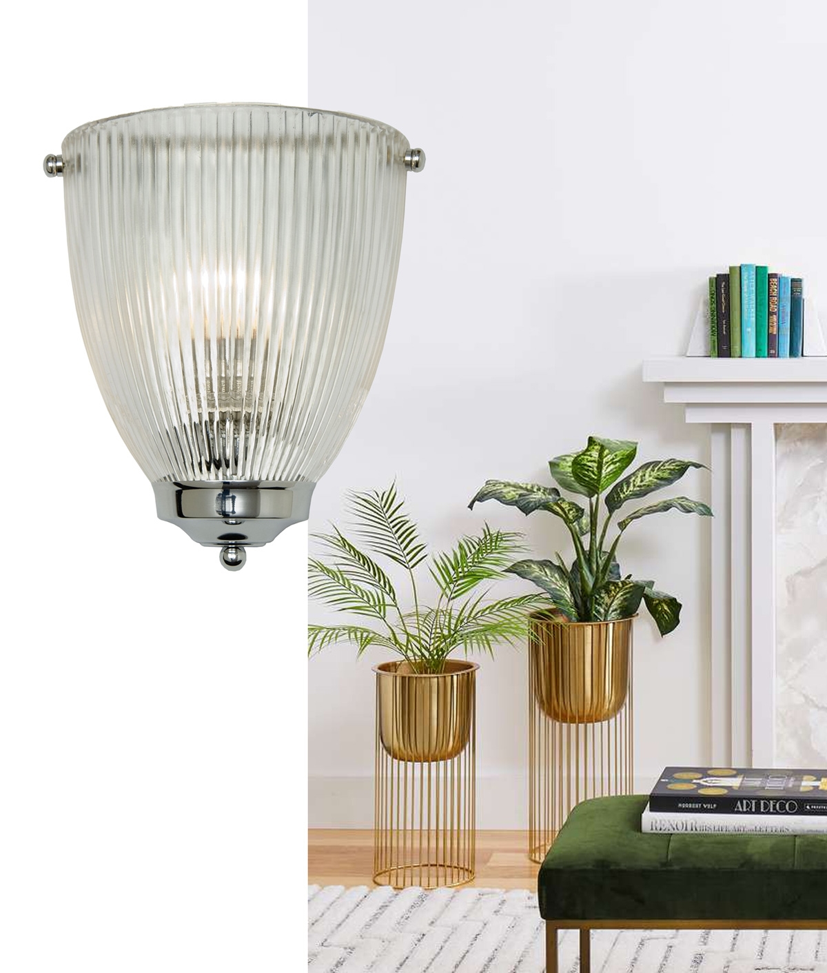 Reeded shop glass sconce