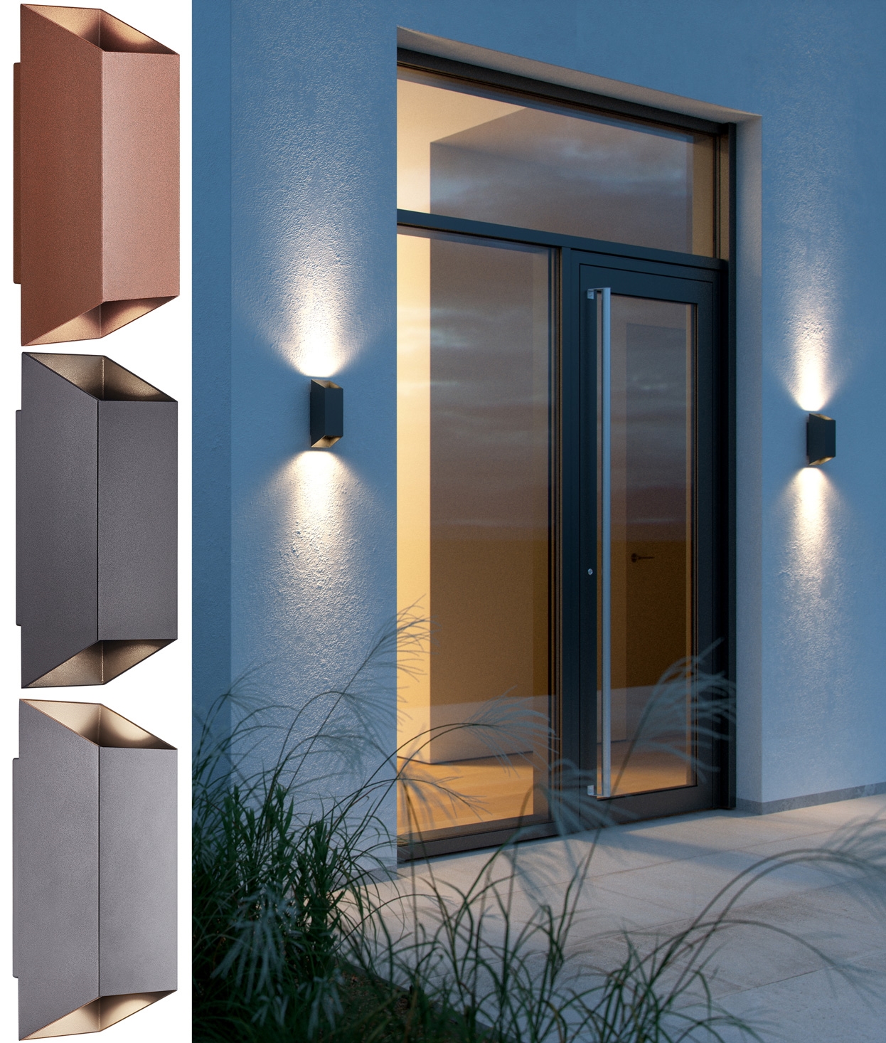 Modern Outdoor Bidirectional Wall Lamp Lights Up & Down Rectangular