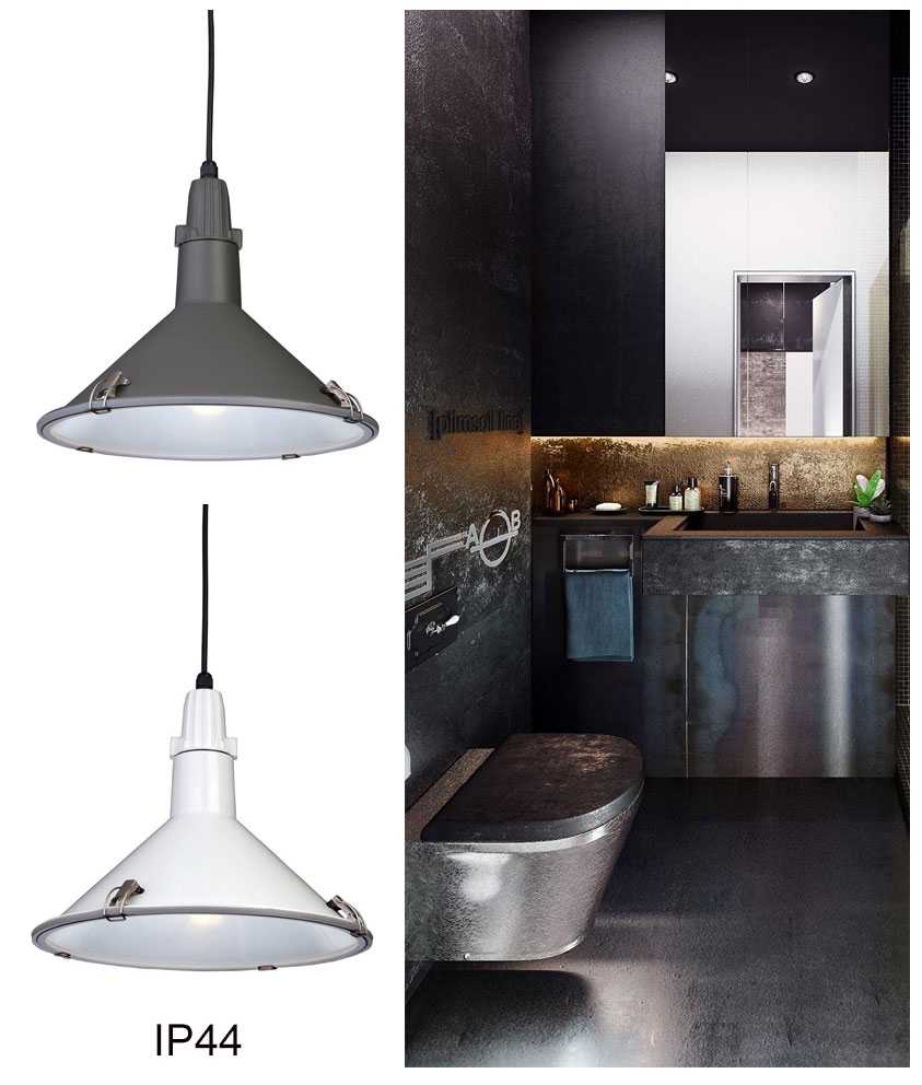 Metal Industrial Pendant with IP44 Rating for Porch or Bathroom