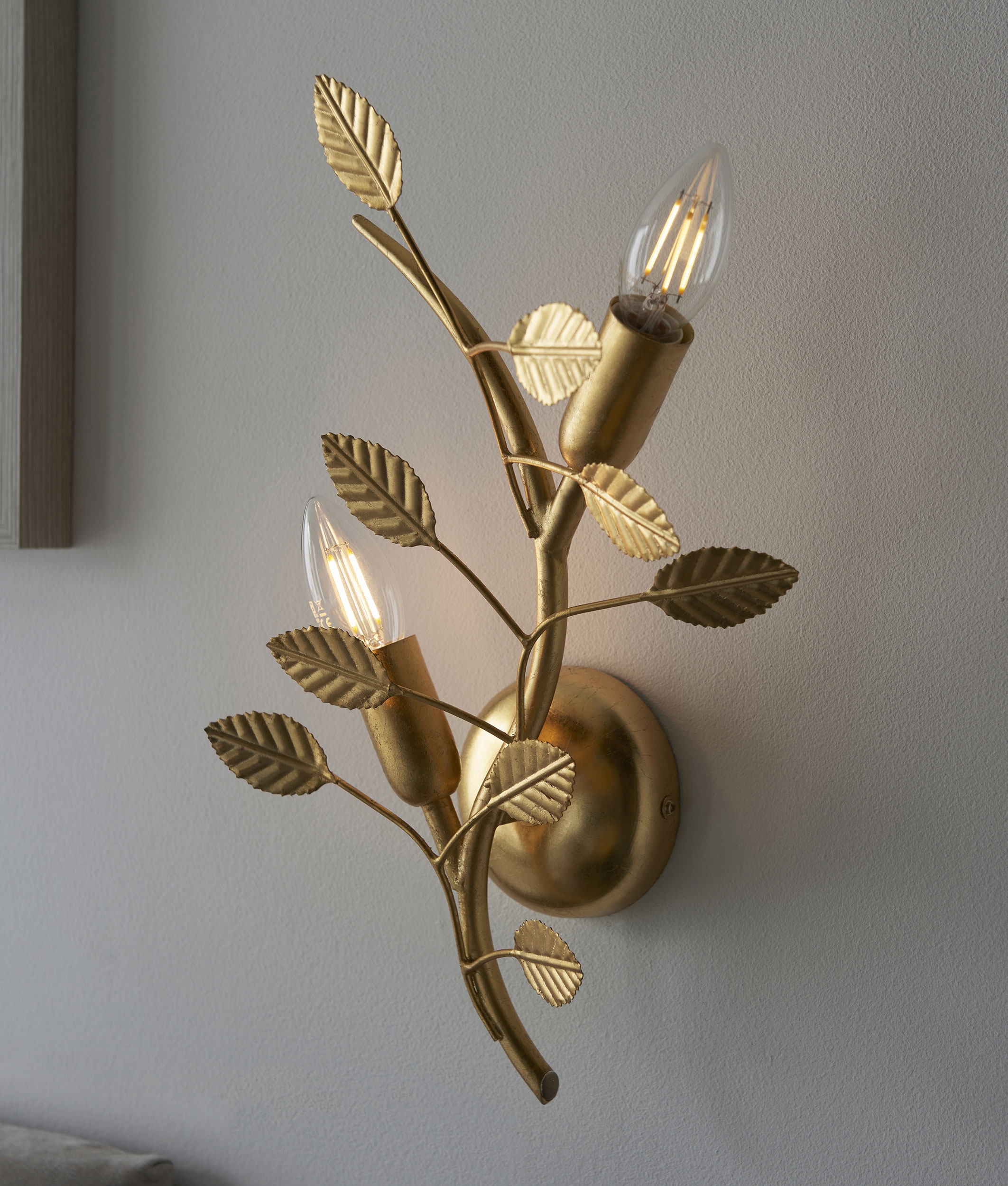 Art Nouveau Nature Inspired Gold Leaf Flat Wall Light