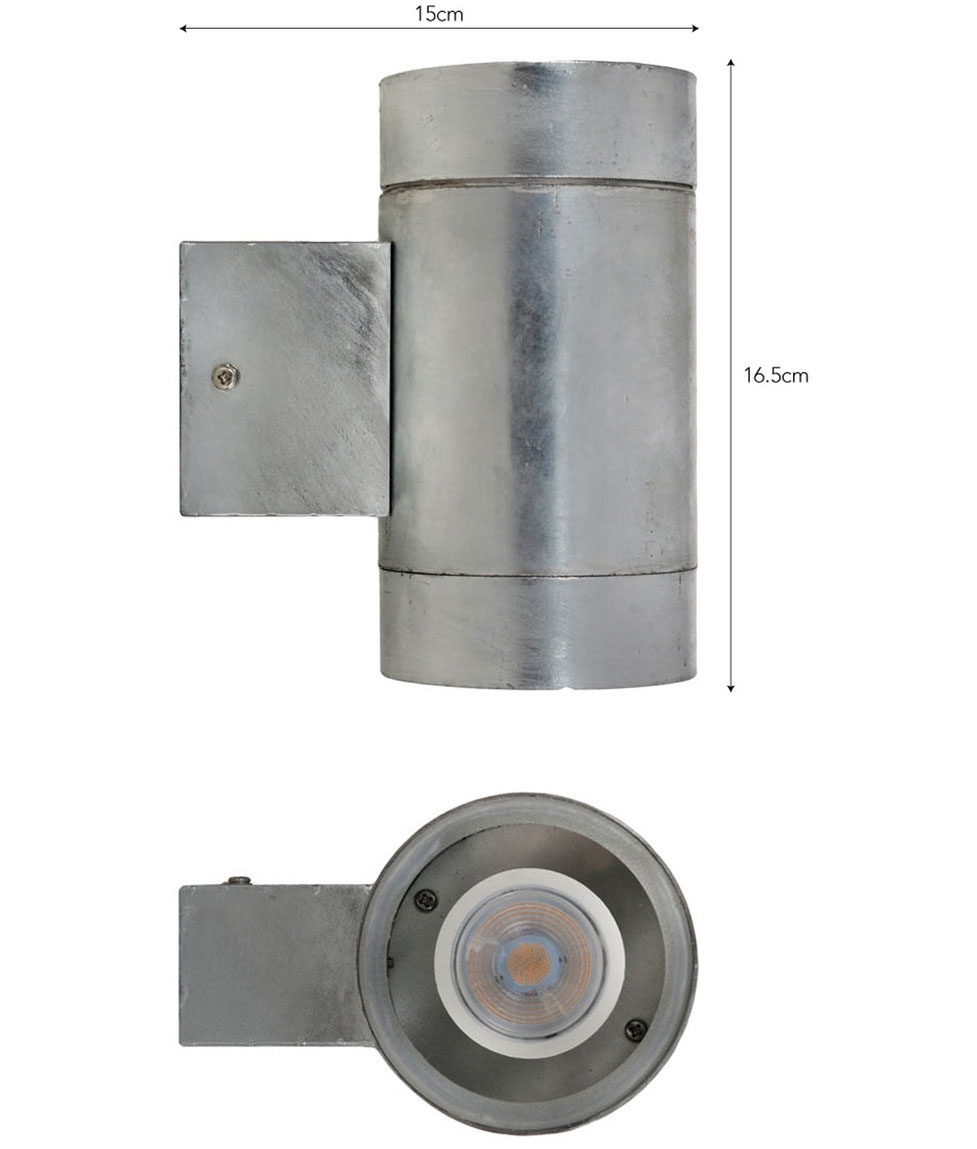 Coastal Galvanised Steel IP44 Outdoor Up and Down Wall Light
