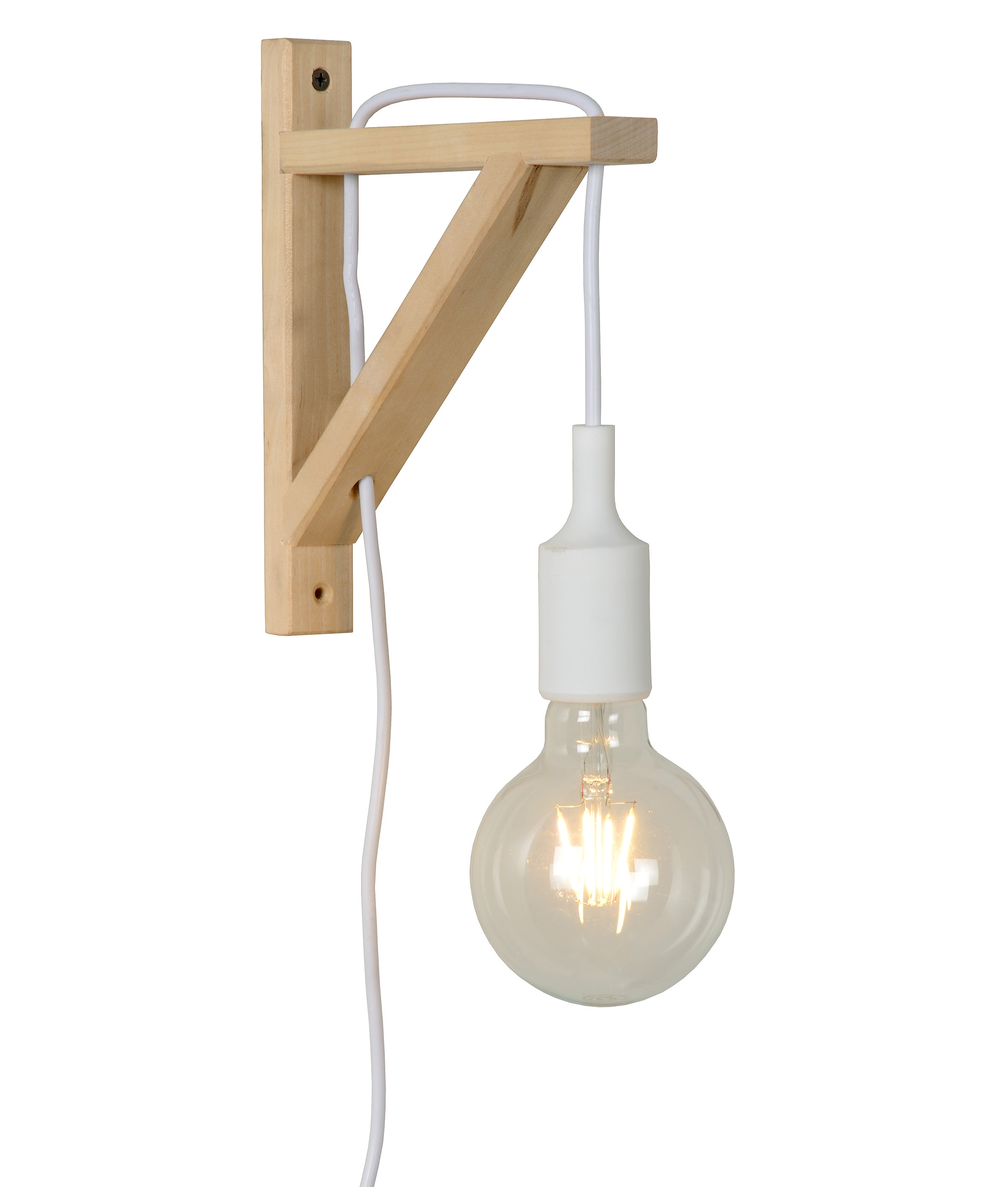 Wood Bracket Wall Light with Hanging Flex - Black or White