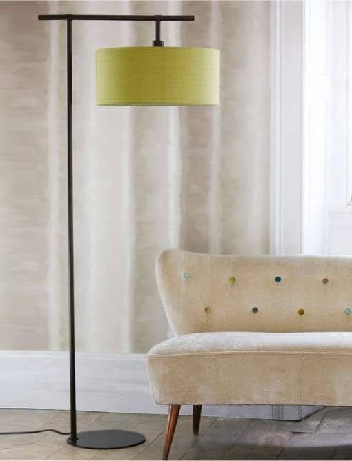 Dark Brown Floor Lamp & Lime Shade