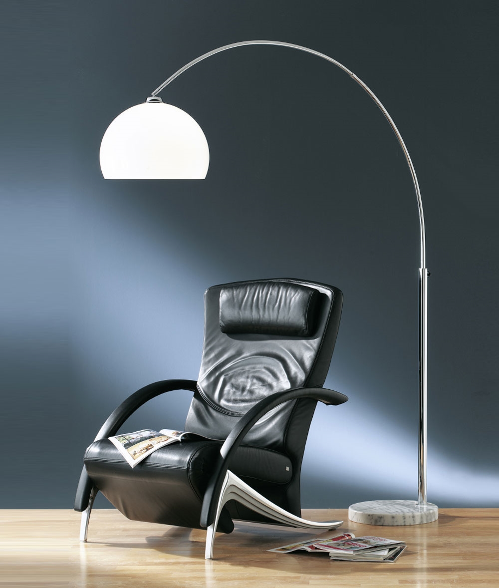 Contemporary Arched Floor Lamp with Marble Base Adjustable Shade