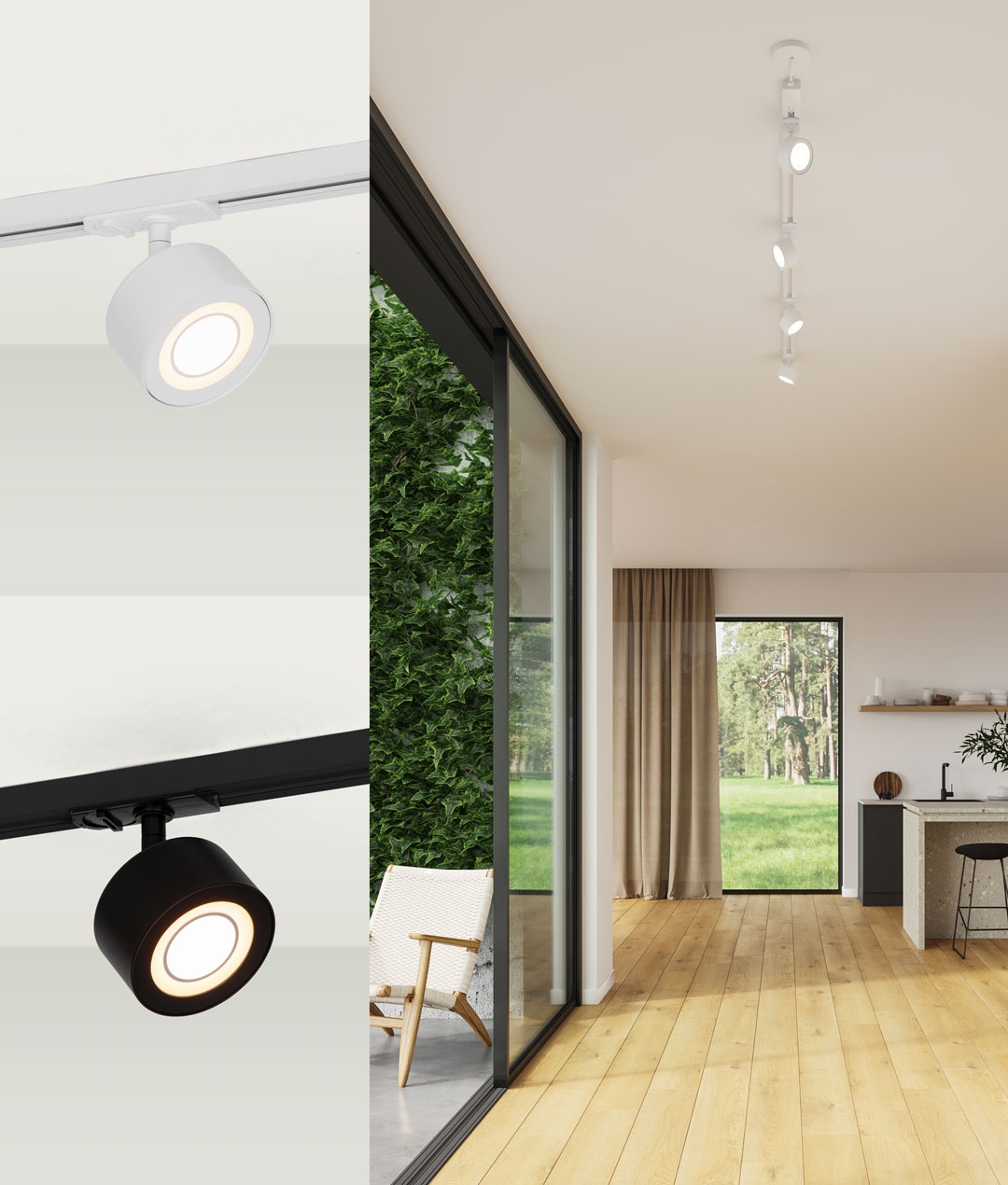 Adjustable LED Round Mains Track Head 3 Stage Dimmable