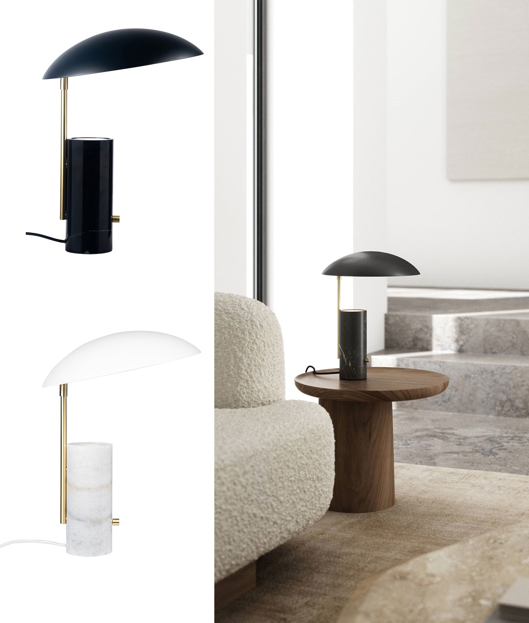 Adjustable Shade ScandiDesign Table Lamp with Marble Base