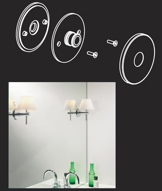 Mirror Fixing Kit for use with Wall Light to Add to Glass