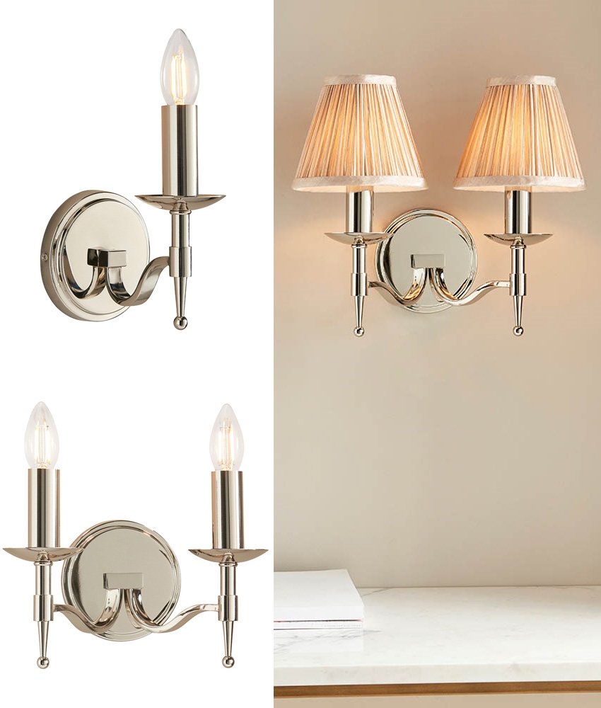 Polished Nickel Traditional Inspired Wall Light Single or Double