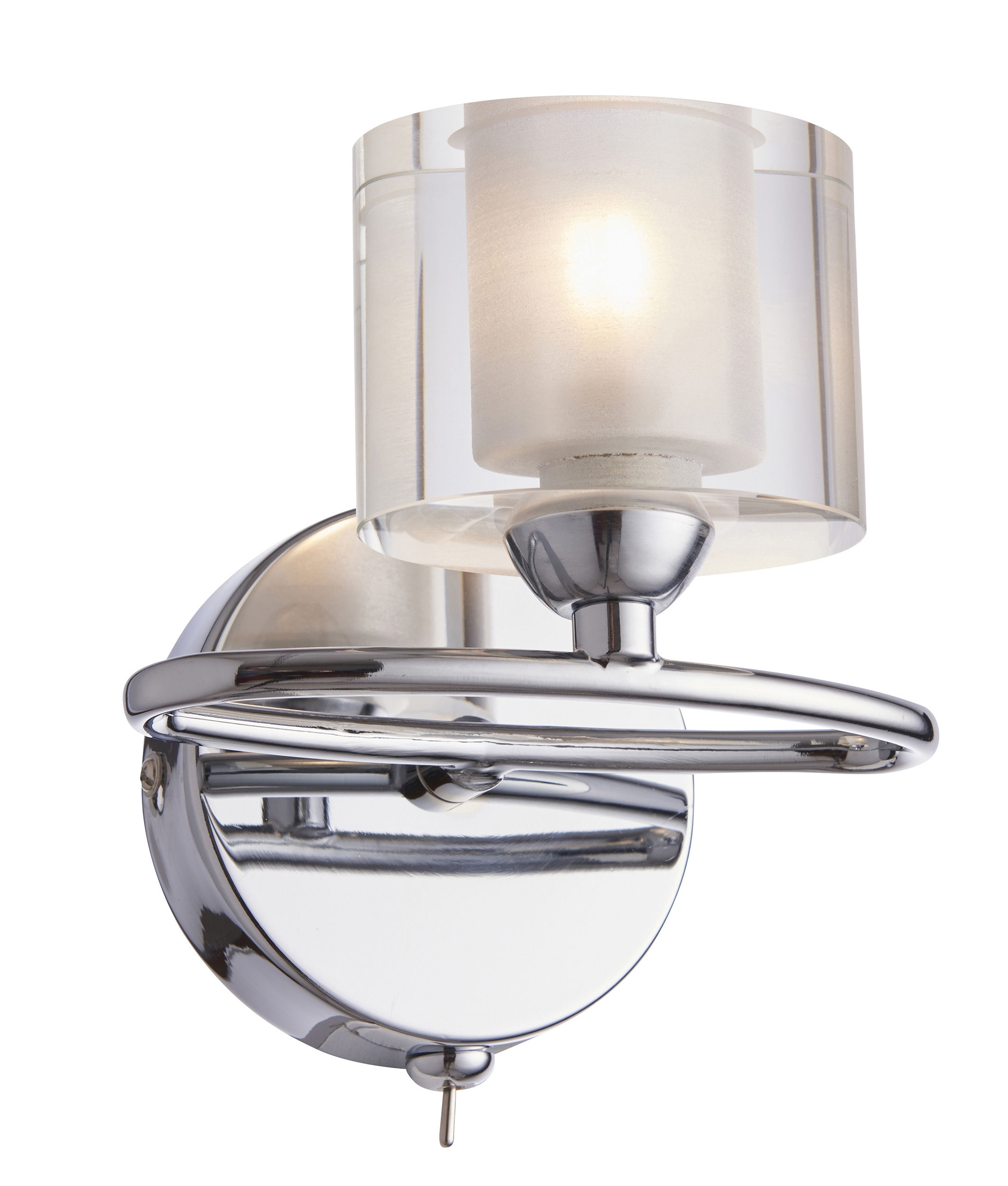 Modern Oval Glass Wall Light Fixture Finished in Chrome with Clear/Frosted Crystal Builtin