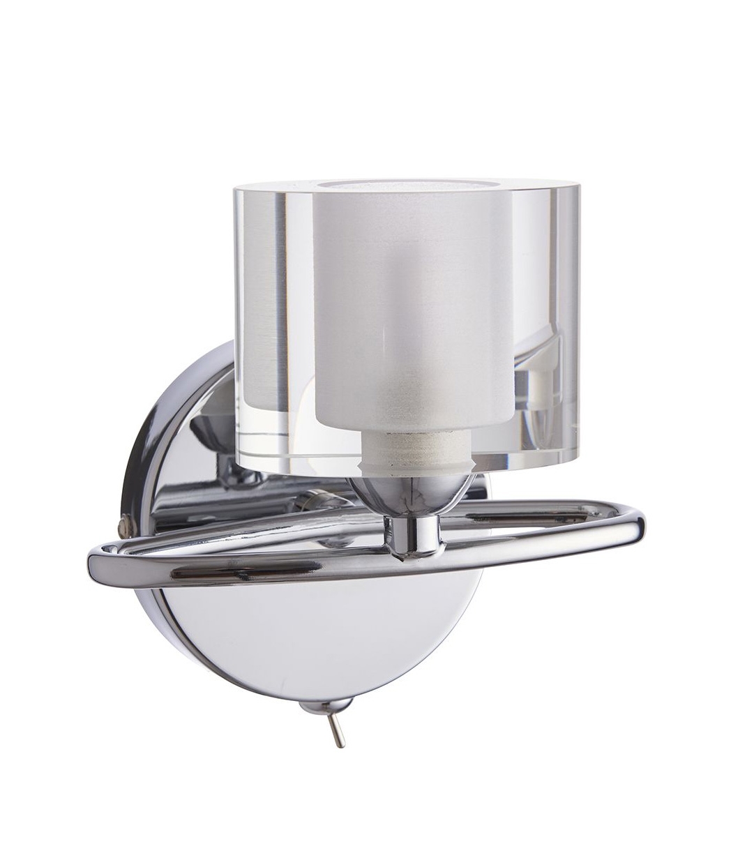 Modern Oval Glass Wall Light Fixture Finished in Chrome with Clear