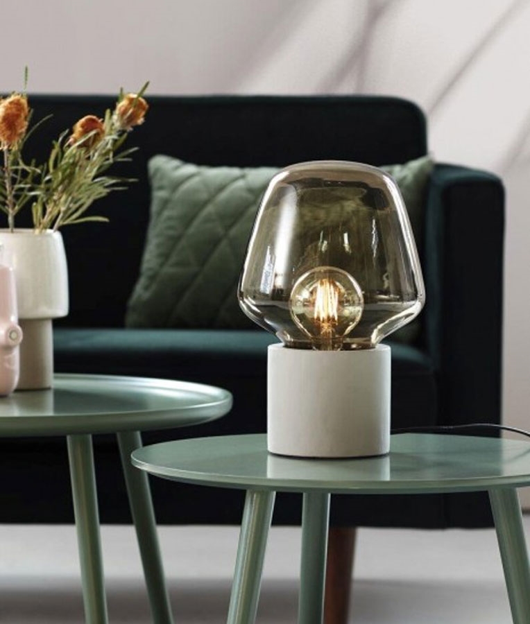 Smoked Glass Modern Table Lamp, Modern Swirl Clear Or Smoke Glass Coffee Table