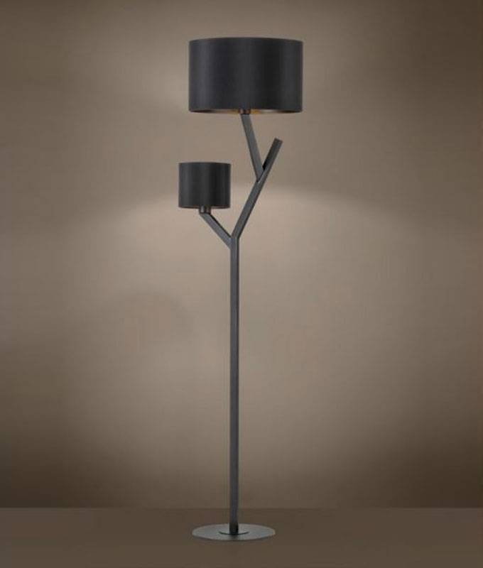 Modern Black Double Shaded Floor Lamp, Contemporary Black Floor Lamp