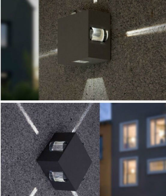 Wall luminaires with light emission on four sides. LED Exterior Light