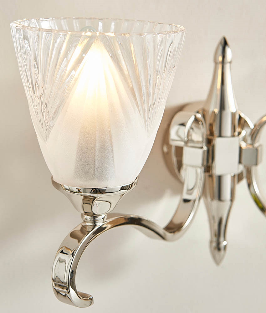 Etched Glass Art Deco Wall Light Single or Double Option