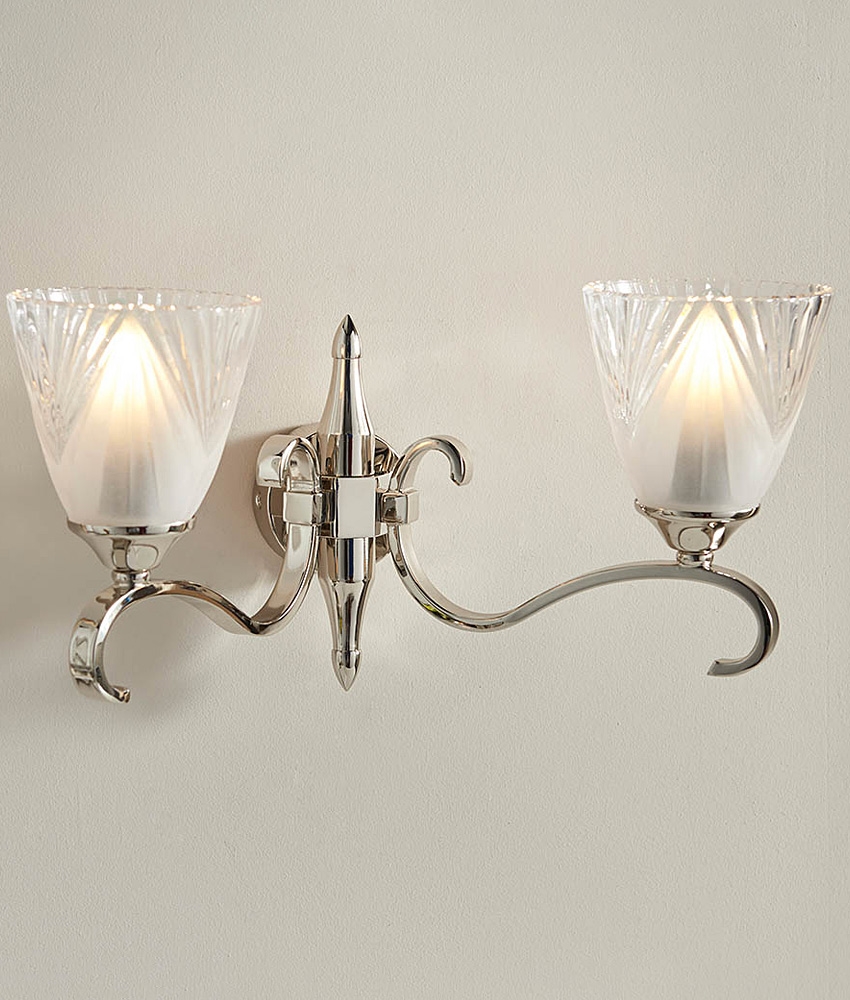 Etched Glass Art Deco Wall Light Single or Double Option