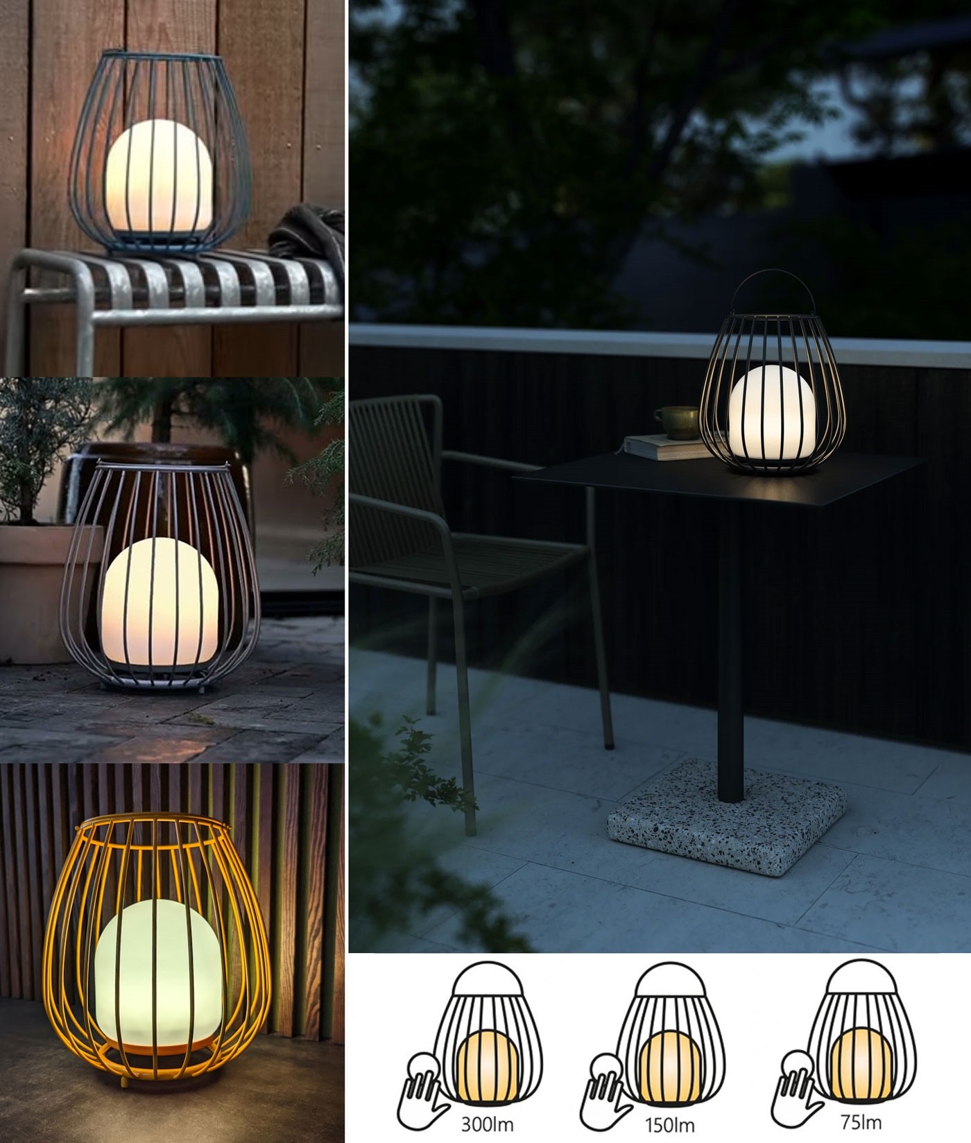 Rechargeable and Portable Lantern for Patios or Tables in 6 Colours