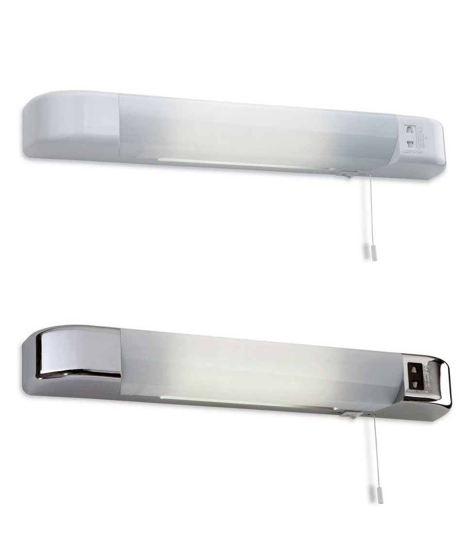 LED Shaverlight White Chrome or with LED tube Fitted Dual Voltage 