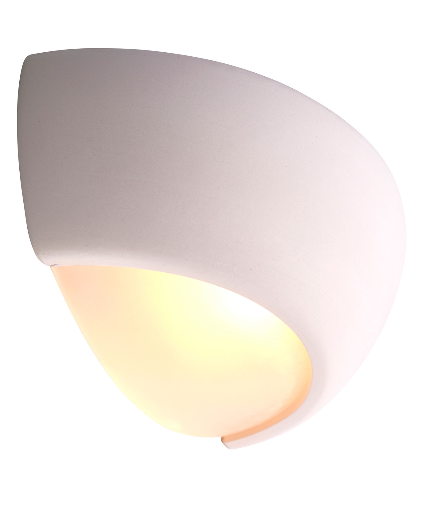 Plaster SemiCircular Wall UpLight with Bottom Diffuser Can be Painted