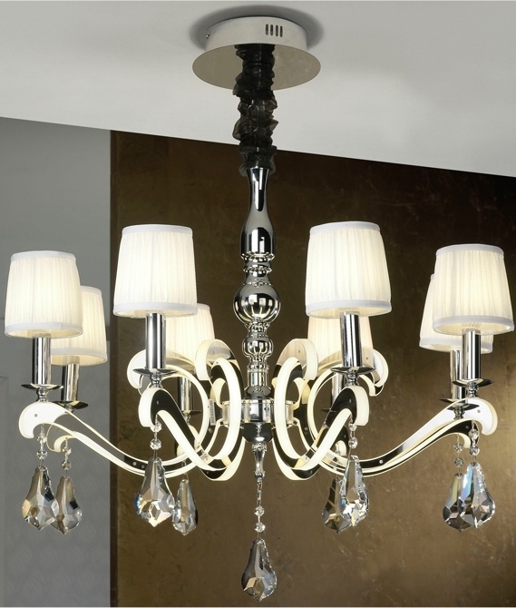 Reflective Chandelier With Pleated Shades Led Tap To Expand