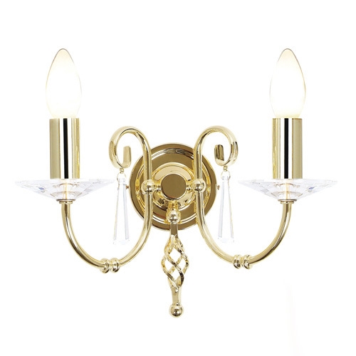 Double Arm Bare Lamp Crystal Wall Light