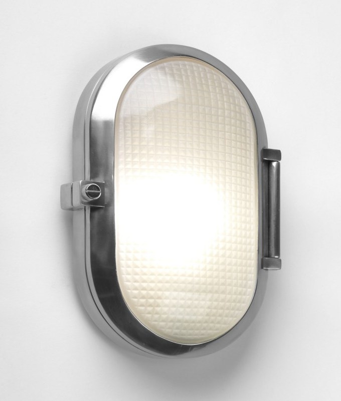 A Bulkhead Wall Light With Opal Glass And Chrome Finish Ip65 Rated Polished Aluminium Finish