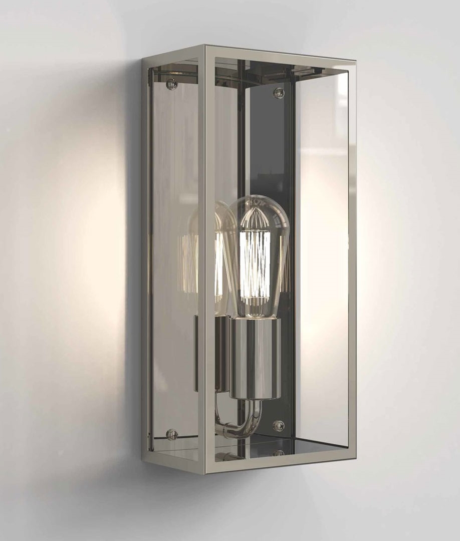 Clear Glass Contemporary Exterior Wall Light Height 350mm