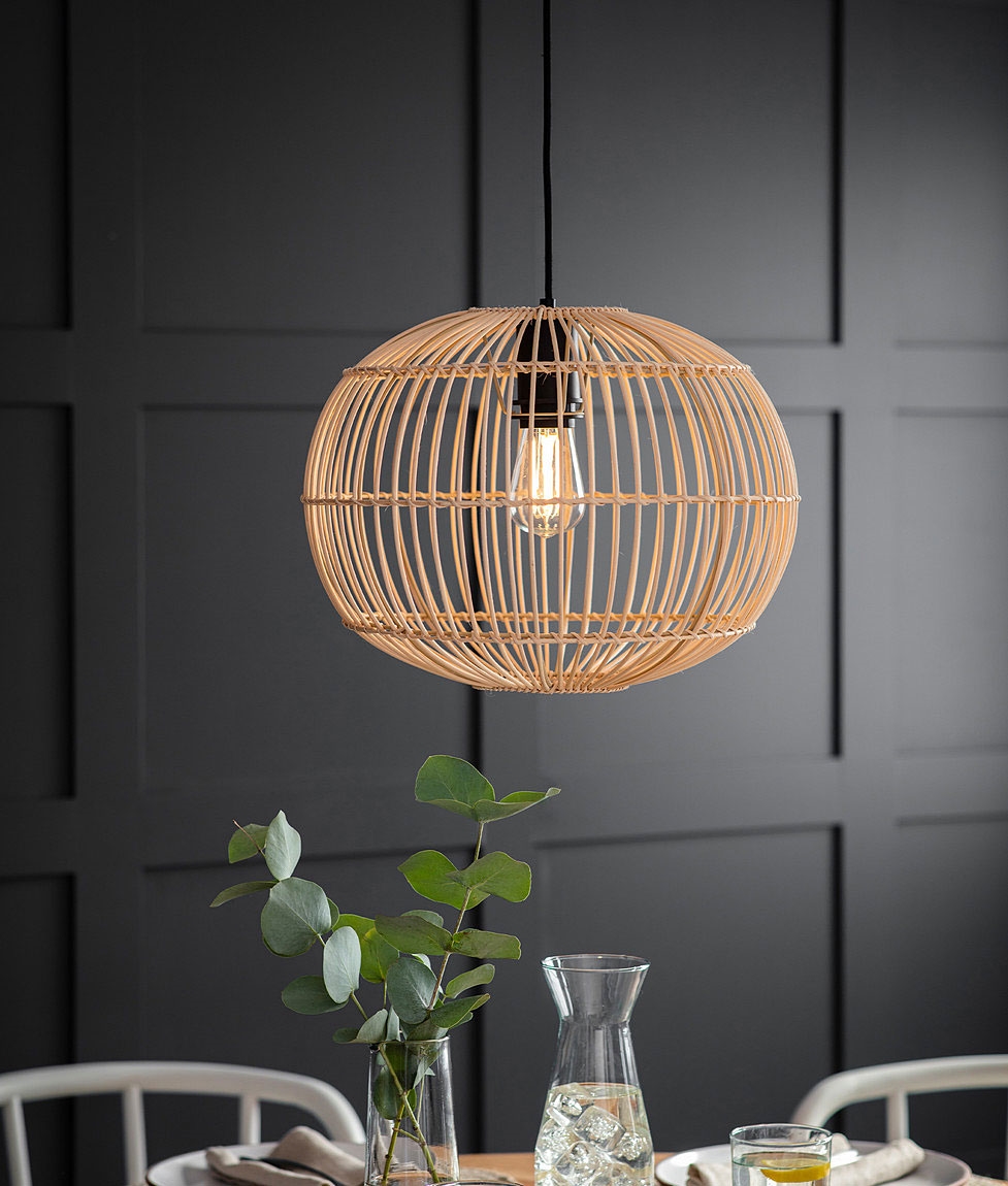 Large Boho Wicker Ceiling Light Shade Ellipsoids (Globe) or Domed Design