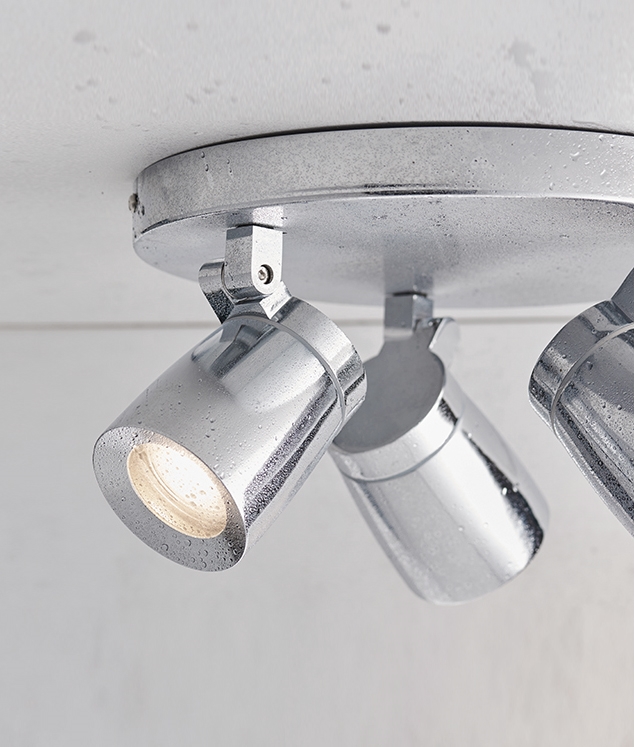 Polished Chrome Round 3 Light Gu10 Spotlight For Bathroom Use - Battery Operated Wall Lights Argos