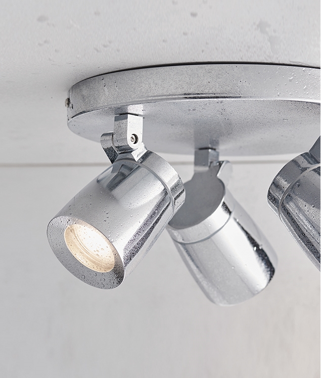 Polished Chrome Round 3 Light Gu10 Spotlight For Bathroom Use Polished Chrome Round 3 Light Gu10, Bathroom Over Mirror Light With Pull Cord Argos