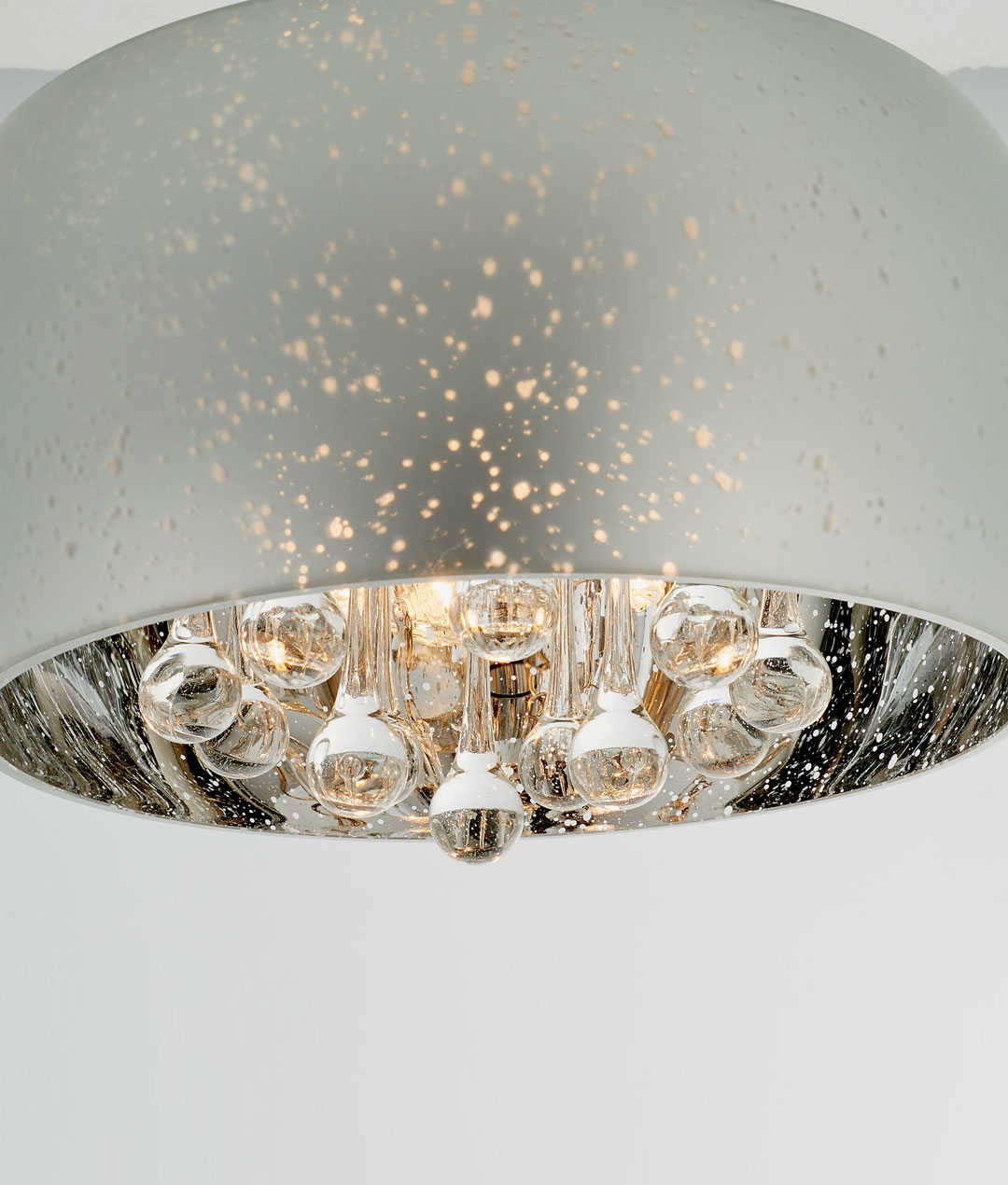 Dome Flush Ceiling Light with Inner Crystals and Highly Reflective
