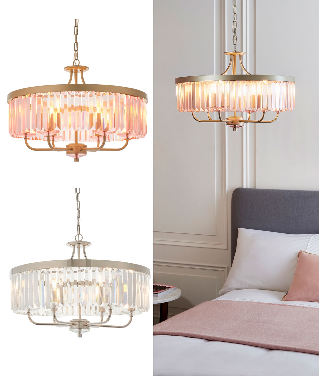 Faceted Sparkling Glass Chain Link Chandelier