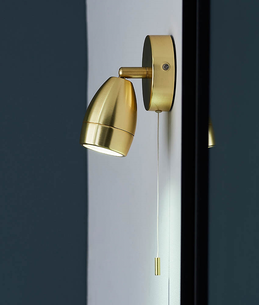 IP44 Bathroom Wall Mounted Adjustable Spotlight Satin Brass