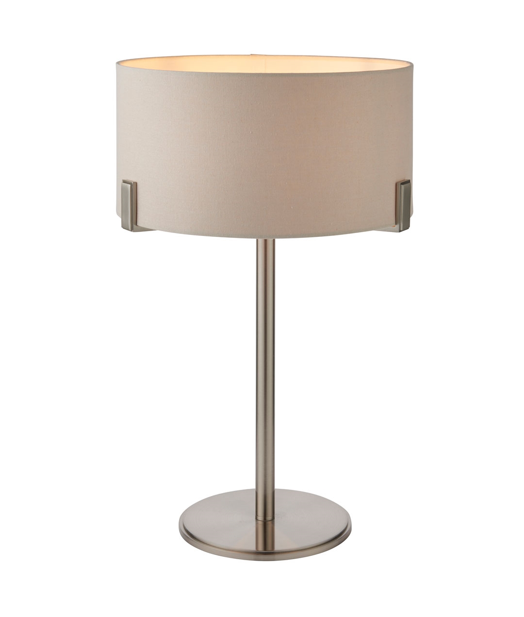Light Grey Linen Shade Table Lamp Nickel Base