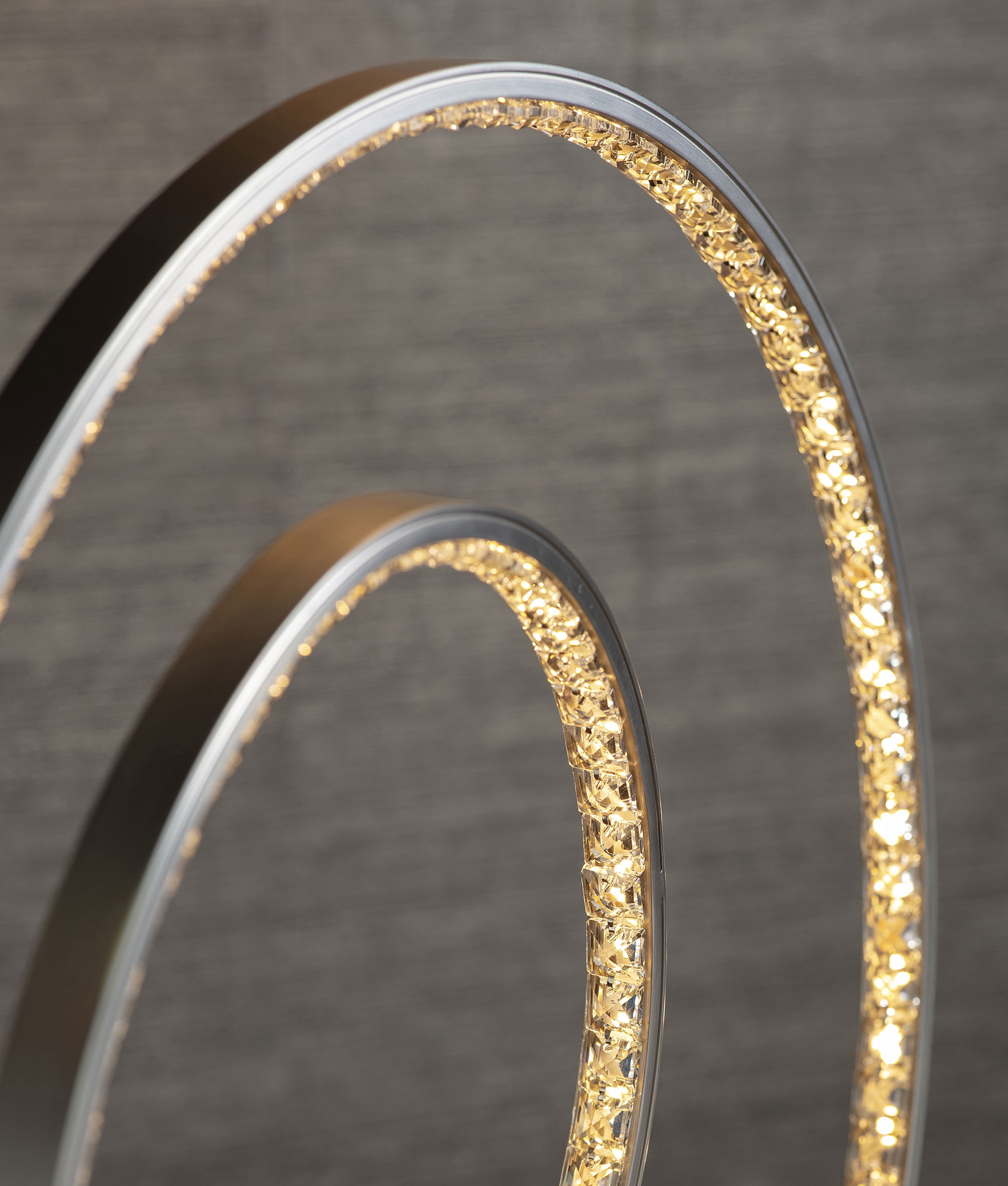 Large Modern LED Touch Table Light Satin Nickel & Crystal Diffuser