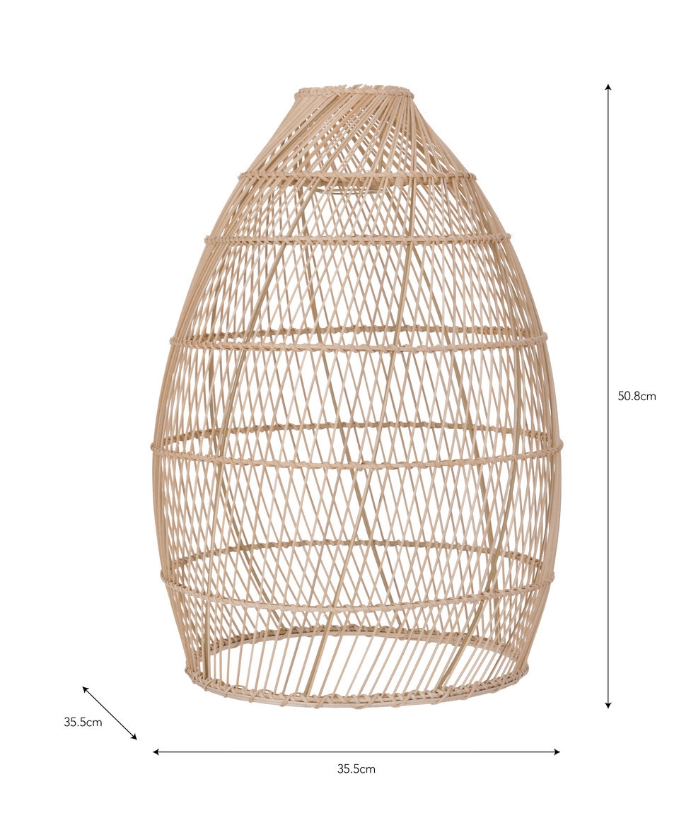 Large Boho Wicker Ceiling Light Shade Ellipsoids (Globe) or Domed Design