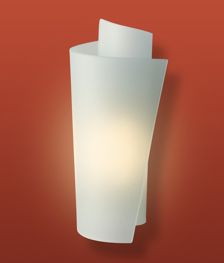 Opal glass wall light in scrolled overlay design