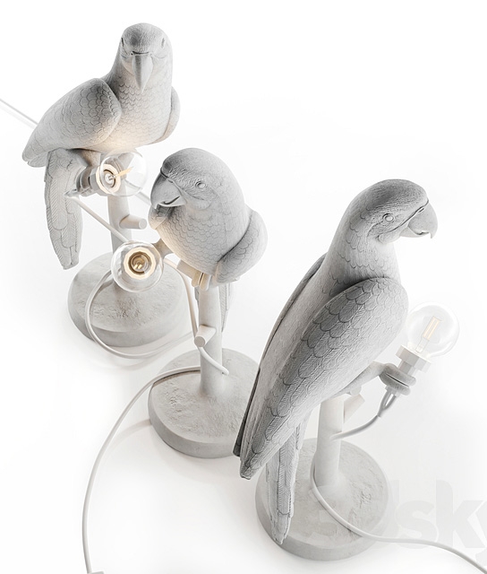 White Parrot Table Lamp in Resin inc LED Lamp