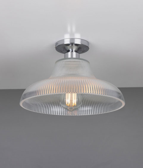 Semi Flush Prismatic Art Deco Light - 2 Light Chrome Ceiling Mount Fixture With Prismatic Glass Semi Flush Prismatic Art Deco Light - 2 Light Chrome Ceiling Mount Fixture With Prismatic Glass