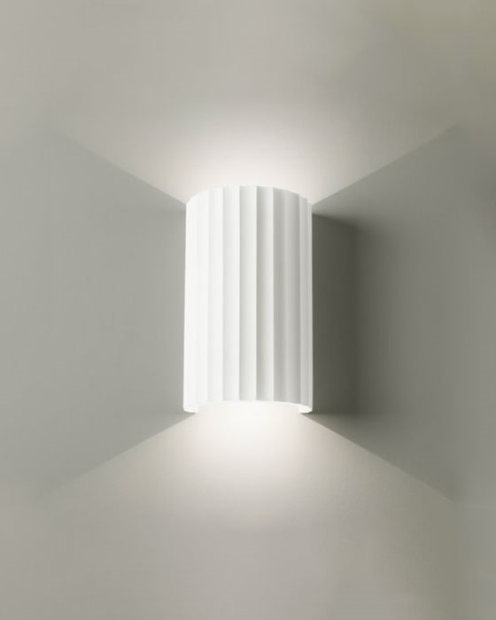 Plaster Rippled Up & Down Wall Light