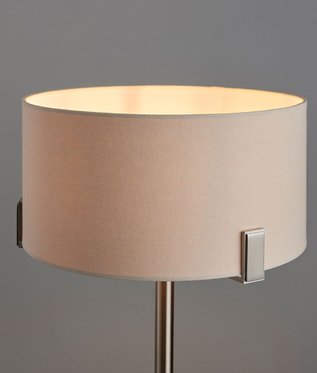 Light Grey Linen Shade Table Lamp Nickel Base