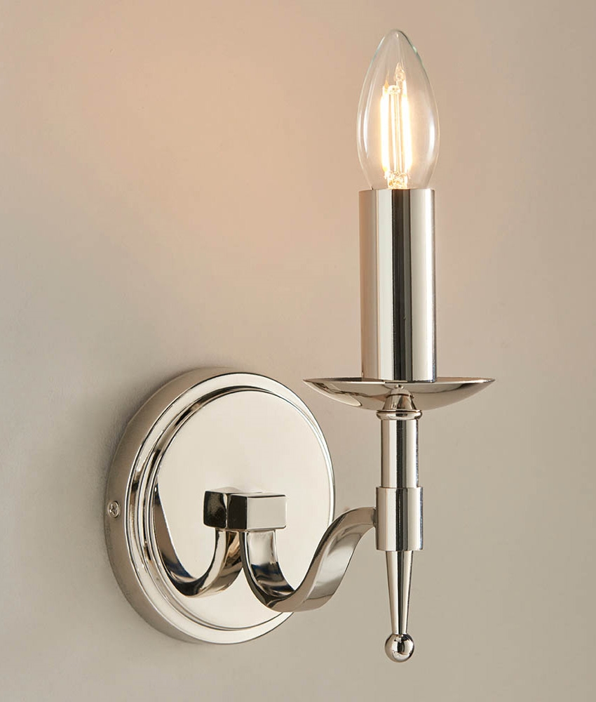 Polished Nickel Traditional Inspired Wall Light Single or Double