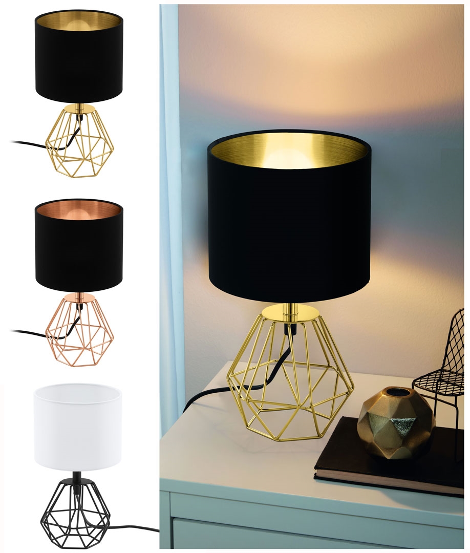 Cage Base Table Lamp With Fabric Shade, Copper Cage Table Lamp