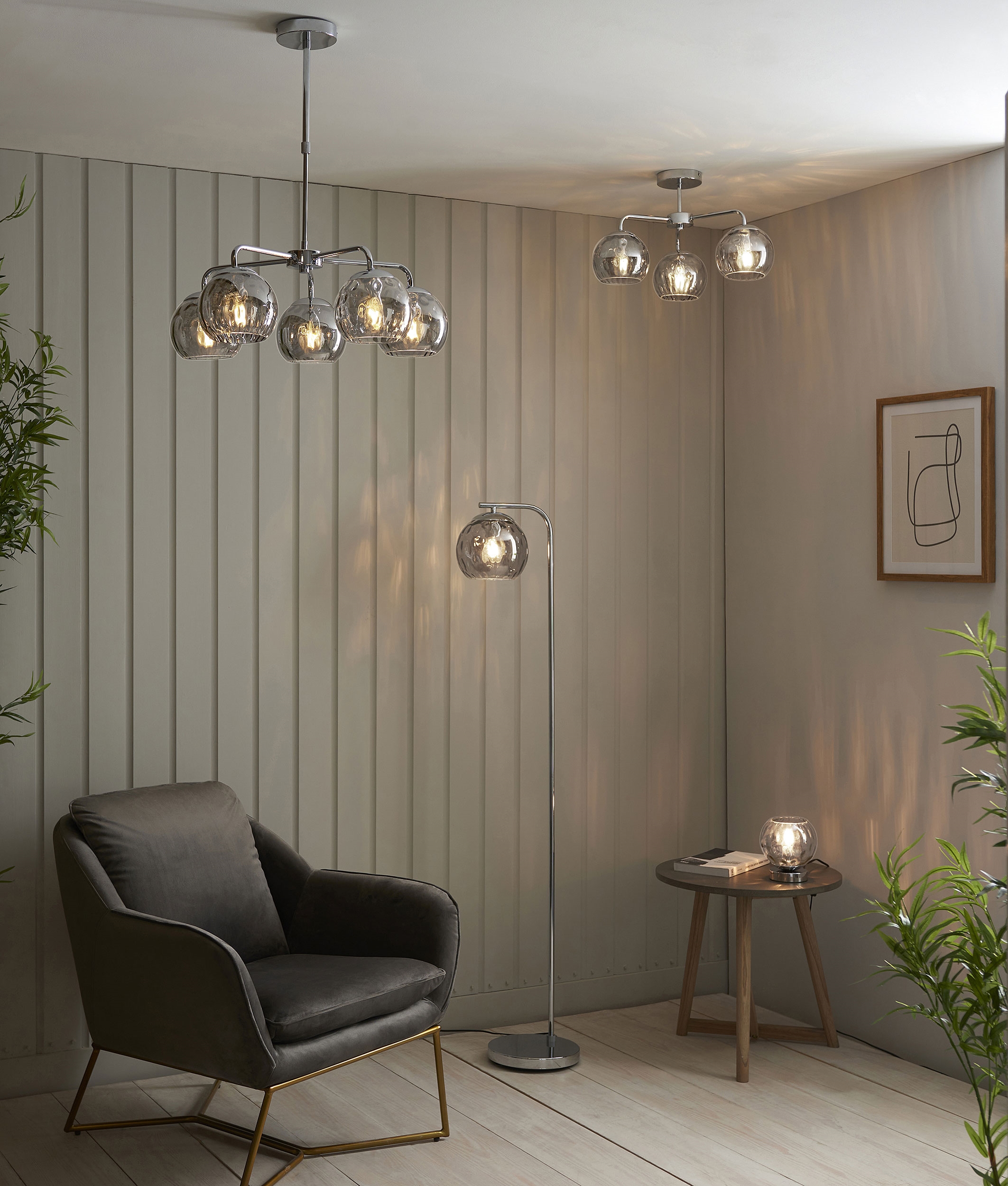 Contemporary Polished Chrome Table Light With Glass Dome Shade